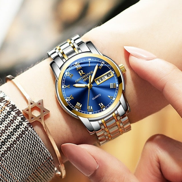 waterproof ontheedge gold blue wristwatches