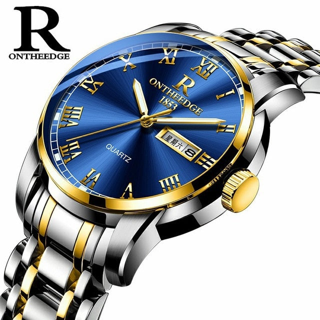 waterproof ontheedge gold blue wristwatches