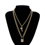 SHIXIN Punk Hip Hop Lock Chunky Necklace Chain