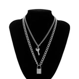 SHIXIN Punk Hip Hop Lock Chunky Necklace Chain