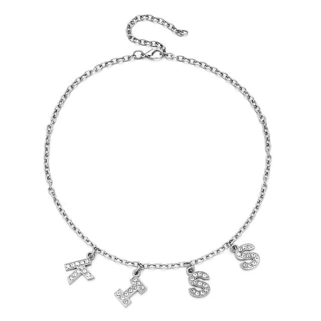 Harajuku Letter Crystal Angel Necklace