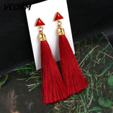 Bohemian Tassel Crystal Long Drop Earrings