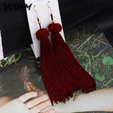 Bohemian Tassel Crystal Long Drop Earrings