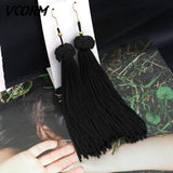 Bohemian Tassel Crystal Long Drop Earrings