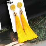 Bohemian Tassel Crystal Long Drop Earrings