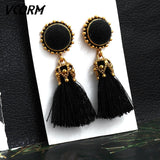 Bohemian Tassel Crystal Long Drop Earrings
