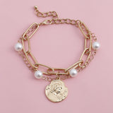 Charm Imitation Pearl Bracelet Bangle