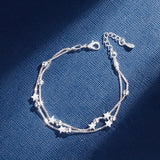 Sterling Silver Double Layers Stars Beads Bracelets
