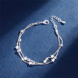 Sterling Silver Double Layers Stars Beads Bracelets