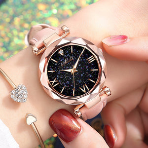 Starry Sky Lady Quartz Leather Band Watch