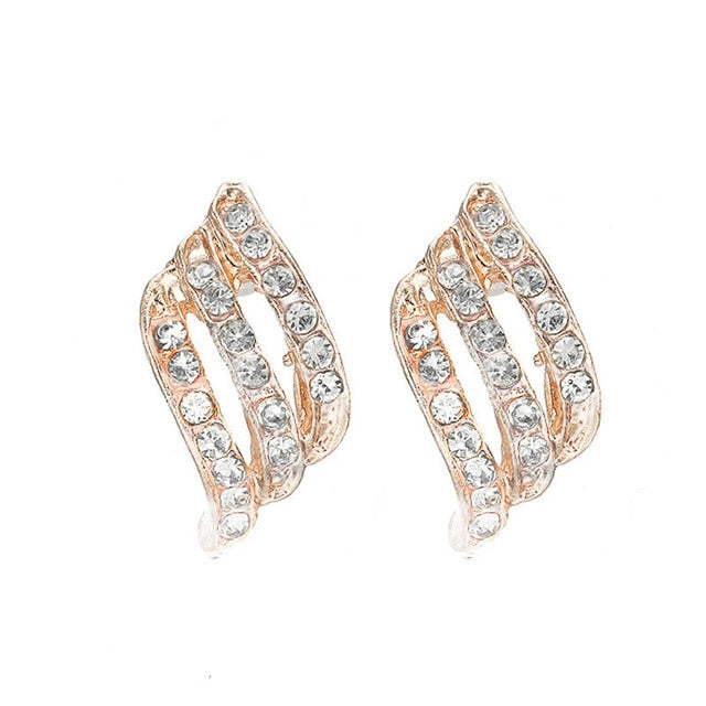 Long Crystal Tassel Gold Color Dangle Earrings