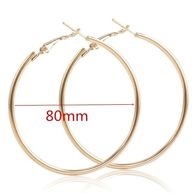 Exaggerate Big Smooth Circle Hoop Earrings