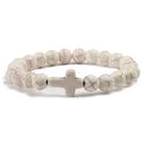 Cross Black Lava Matte Beaded Bracelets