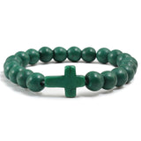 Cross Black Lava Matte Beaded Bracelets