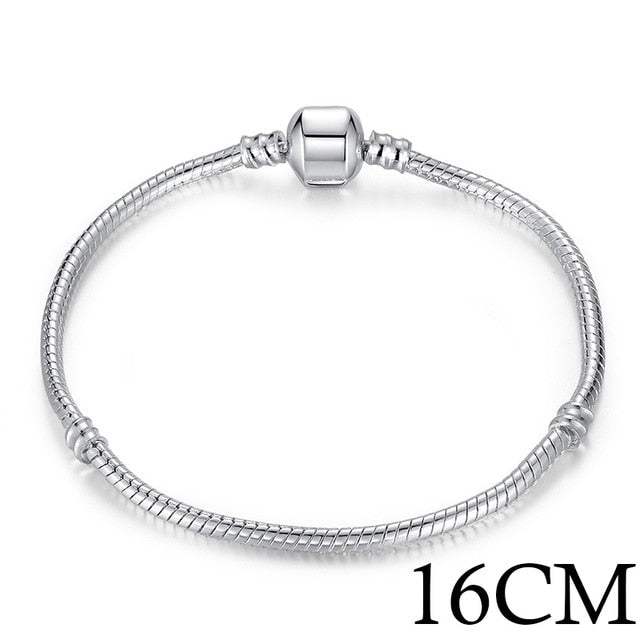 BAMOER 5 Style Silver Color LOVE Snake Chain Bracelet