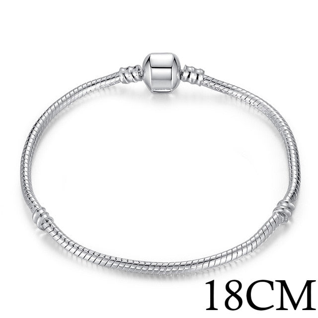 BAMOER 5 Style Silver Color LOVE Snake Chain Bracelet