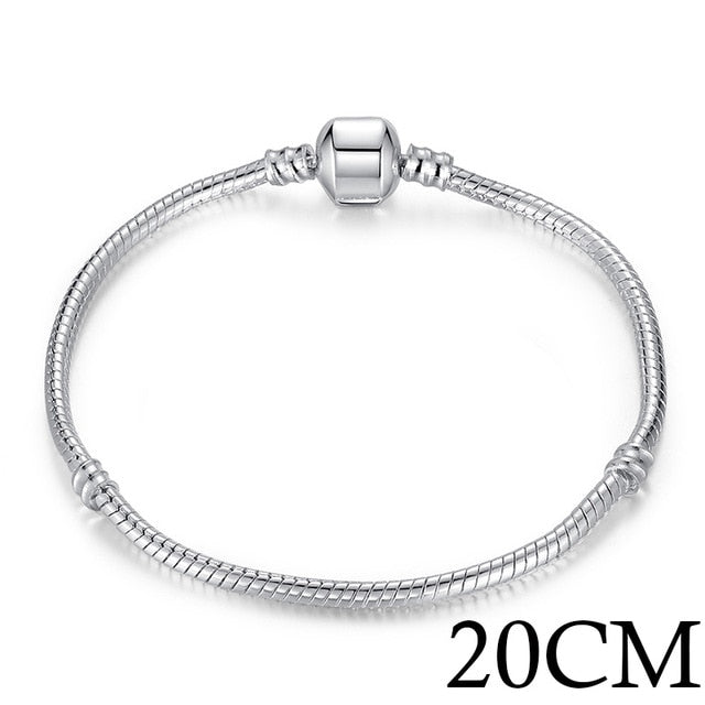 BAMOER 5 Style Silver Color LOVE Snake Chain Bracelet
