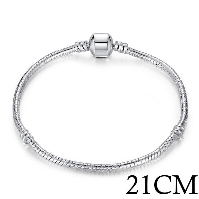 BAMOER 5 Style Silver Color LOVE Snake Chain Bracelet