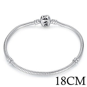 BAMOER 5 Style Silver Color LOVE Snake Chain Bracelet