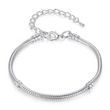 BAMOER 5 Style Silver Color LOVE Snake Chain Bracelet