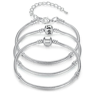 BAMOER 5 Style Silver Color LOVE Snake Chain Bracelet