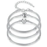 BAMOER 5 Style Silver Color LOVE Snake Chain Bracelet