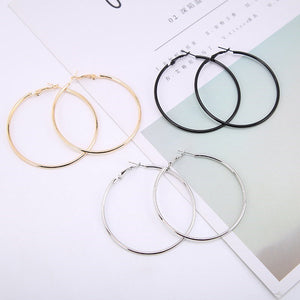 Trendy Large Hoop Earrings Big Smooth Circle Earrings