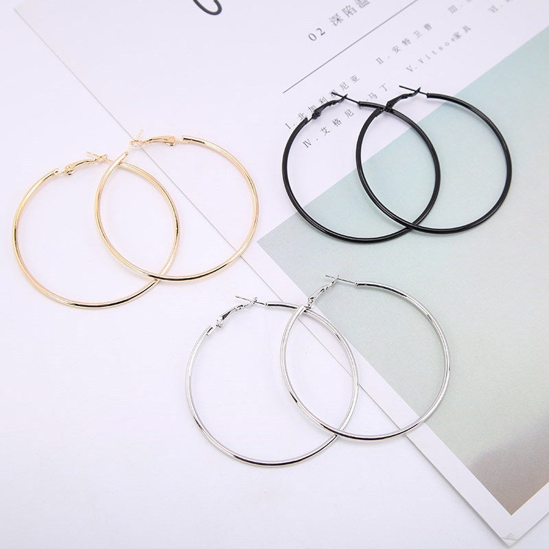 Trendy Large Hoop Earrings Big Smooth Circle Earrings