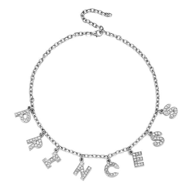 Harajuku Letter Crystal Angel Necklace