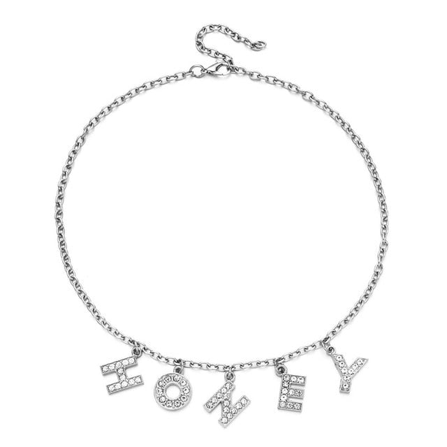 Harajuku Letter Crystal Angel Necklace