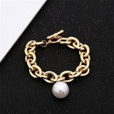 Charm Imitation Pearl Bracelet Bangle