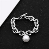 Charm Imitation Pearl Bracelet Bangle