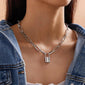SHIXIN Punk Hip Hop Lock Chunky Necklace Chain