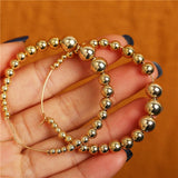 Simple Plain Gold Color Metal Pearl Hoop Earrings