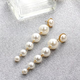 Simple Plain Gold Color Metal Pearl Hoop Earrings